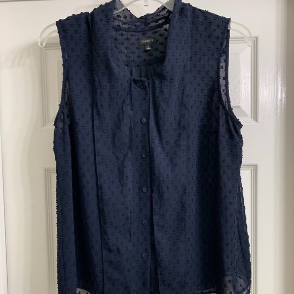 Talbots | Tops | Talbots Brand Womens Navy Blue Sleeveless Blouse Size ...